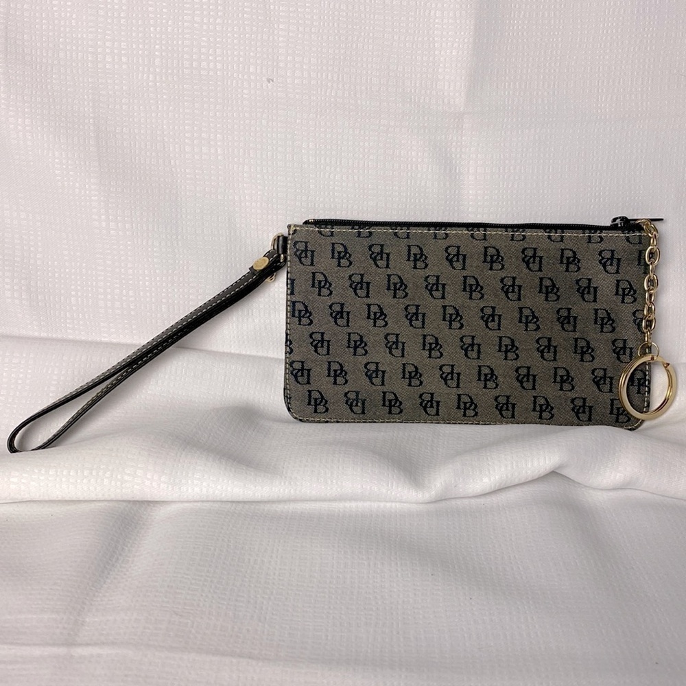 Dooney and Bourke Blue and Grey Zipper Wristlet New without Tags